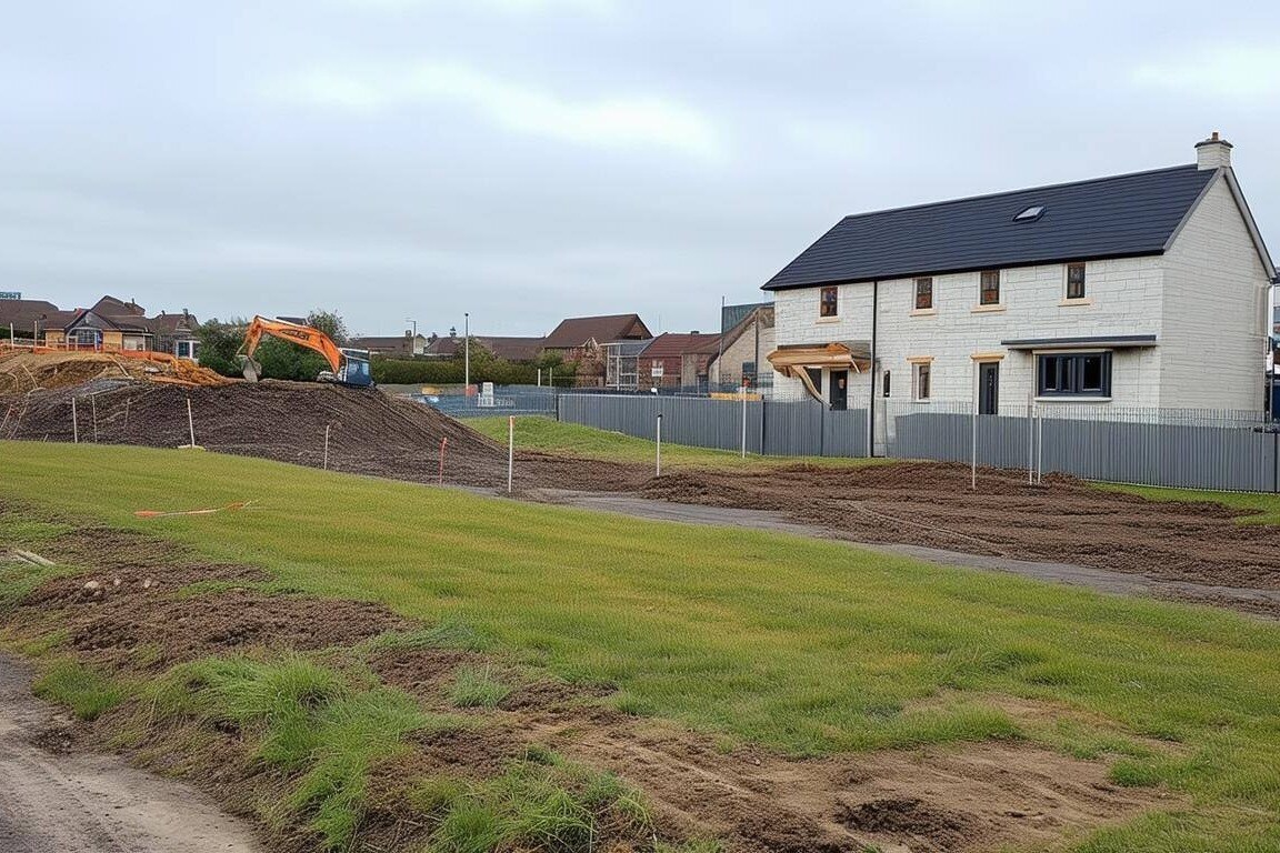 small town house construction site next to the grassed batters of a small closed landfill-1