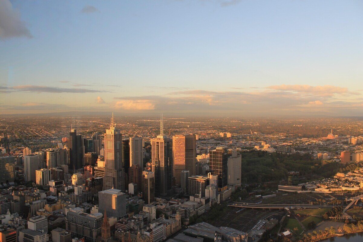 Aerial view over Melbourne, Victoria